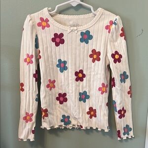 Garanimals White Long Sleeve Tee with Colorful Floral Print